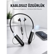 Mikrofonlu Boyun Bantlı Bluetooth Kulaklık Kablosuz Bağlantılı Ses Ve Müzik Kontrollü Kulak İçi Kula