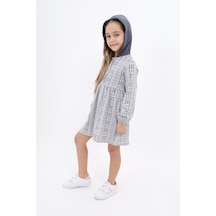 Toontoy Kız Çocuk Komple Desenli Elbise Gri