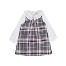 Civil Girls Bebe Yaka 2-5 Yaş Elbise - Gri Grimelanj