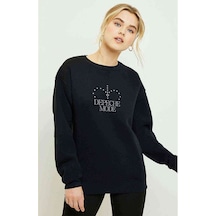 Depeche Mode Baskılı Siyah Kadın Sweatshirt
