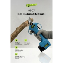 Reschmann R-M9907 Profesyonel 30MM Şarjlı Dal Budama Makası - Çift Bataryalı Yedek Bıçaklı Akülü Bağ Makası