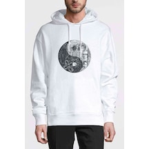 Stranger Things Ying Yang Upside Down Baskılı Beyaz Erkek Sweat (534797684)