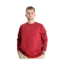 Mode Xl Büyük Beden Erkek Tshirt Uzun Kol Manşetli 20103 Bordo 001