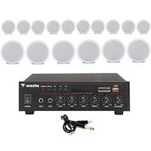 16 Lı Beyaz Tavan Hoparlörlü 100v Kafe Mağaza Ses Sistemi