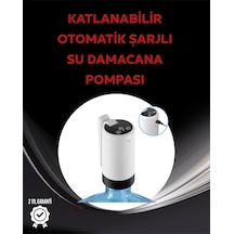 Mey İthalat Damacana Üstü Akıllı Su Pompası 3 Damacana Kullanım 4w Güç Micro Usb Şarjlı Katlanabilir & Taşınabilir Beyaz