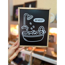 Ahşap Çerçeve-tuvalet Banyo Tablo-duvar Dekorasyonu- Ahşap - Siyah