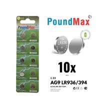 10x Ag9 Lr45, Lr936, 394 1.5v - Poundmax Alkalin Düğme Piller 1x 10&apos Lu Paket