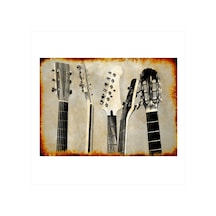 Bedeko Çeşitli Gitarlar Tasarım Ahşap Tablo 25 Cm X 35 Cm