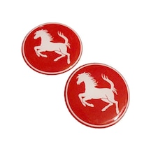 Ferrari Logo Damla Etiket Kımızı Sticker 5x5cm 2 Adet