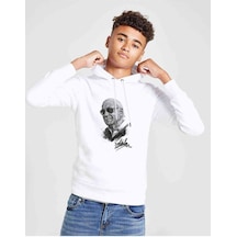 Tshirthane Stan Lee Marvel Rest In Peace Baskılı Unisex Çocuk Kapüşonlu Bey Beyaz