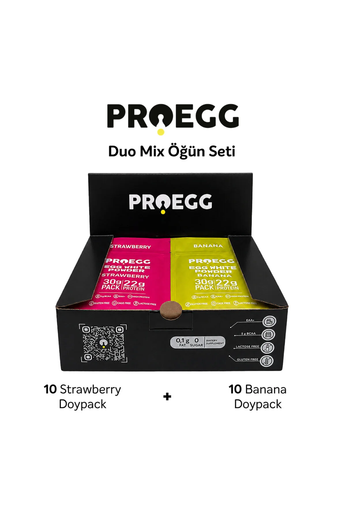 Duo Mix 20 Li Karışık Aroma 30 Gr Egg White Protein Tozu Çilek & Muz Çilek - Muz