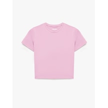 Koton Pamuklu Slim Fit Kısa Kollu Bisiklet Yaka Spor Tişört Pembe 6sak10353nk Gül