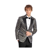 Wessi Tüy Desenli Slim Fit Erkek Smokin Ceket - Lacivert