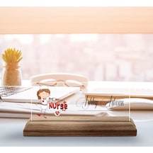 Bk Gift Kişiye Özel İsimli Hemşire Temalı Ahşap Tabanlı Akrilik Masa İsimliği-1, Ofis Dekoru, Mesleki Hediye, Ofis Hediyeleri Kobitmeyen137895 Bk Gift