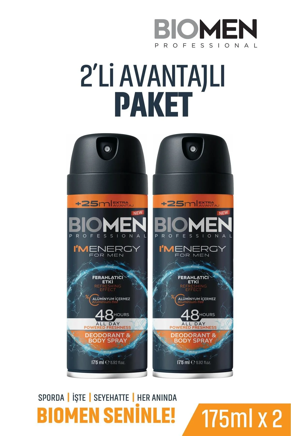 Deodorant & Body Sprey For Men Ferahlatıcı Etki I'm Energy 2x 175 Ml