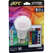 Atc-rgb-9w Kumandalı 9w 60w Rgb 16-renkli Led Ampul E27 800 Lümen 6500k 25.000 Saat Ömür 5250