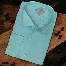 Linen Keten Klasik %100 Cotton Uzun Kollu Terletmeyen Mavi Gömlek Regular Kalıp Mavi