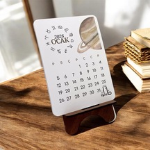 2026 Takvim - Astroloji Burç Ve Gezegenleri Standlı Masaüstü Takvim- Ahşap Telefon Tutucu