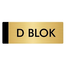 Metal Yönlendirme Levhası, Departman Kapı Isimliği D Blok 5x20 Cm Altın Renk