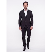 Siyah Mono Yaka 4 Drop Regular Fit Günlük Takım Elbise