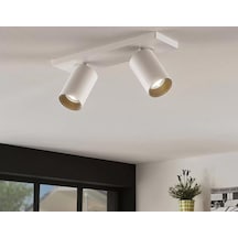 Mylights Led Aplikve Avize İkili Led Avize Led Spot Ampullü Gün Işı Ampullü SİYAH  İÇİ SİYAH