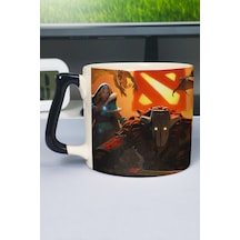 Dota 2 Baskılı Seramik Lüks Kupa 1 Adet Özel Siyah Kulp Dalga Kulp V3d Çok Renkli