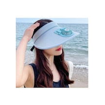 Worryfreeshopping Kadın Usb Şarj Fanı Güneş Koruması Geniş Kenarlı Ayarlanabilir Güneş Şapkası Nm6637-açık Mavi