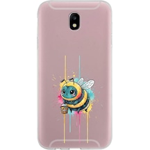 Samsung Galaxy J7 Pro İle Uyumlu Splash Arı Tasarımlı Şeffaf Silikon Kılıf Şeffaf