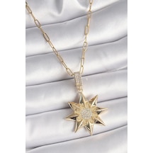 316l Çelik Gold Renk Zirkon Taşlı Kutup Yıldızı Model Kadın Kolye Çok Renkli Çok renkli