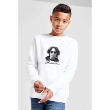 Tshirthane John Lennon Baskılı Unisex Çocuk Beyaz Sweatshirt