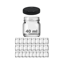 Afracam 40 Ml Metal Kapaklı Şeffaf Cam Kavanoz 25 Adet Siyah