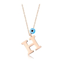 Kuyumcudukkani Nazar Taşlı Harf Kolye Ucu-20842-r-h Rose Gold