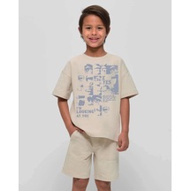 Uyguntarz Çocuk I'm Looking At You Baskılı Pamuklu Tshirt Bej