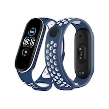Newface Xiaomi Mi Band 7 Spor Delikli Kordon - Lacivert-beyaz
