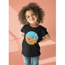 Sevbano Darwin Ve Gumball Baskılı Unisex Çizgi Film Çocuk Tişört 1-12 Ya Siyah