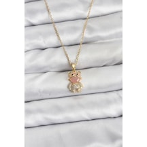 316l Çelik Zincir Gold Renk Teddy Bear Model Zirkon Taşlı Kadın Kolye Karışık Renk