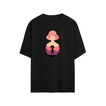 One Piece - Hasır Şapka - Luffy Anime Unisex Siyah - Beyaz Oversize T-shirt SIYAH