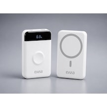 Eima 10000 Mah Magsafe Powerbank Dijital Göstergeli Kablosuz Şarj Cihazı Apple Watch Uyumlu Beyaz