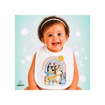 Bluey Ailesi Keten Bebek Mama Önlüğü Yumuşak - Emici - Yıkanabilir - Özel Tasarım P026 Çok Renkli