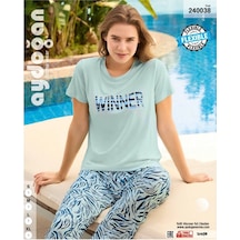 Aydoğan Homewear -winner- Yazılı Viskos Yazlık Pijama Takımı-2400 Mavi