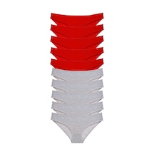 Royaleks 10 adet Süper Eko Set Likralı Kadın Slip Külot Kırmızı Gri RYL-EKO10014 Gri - Kırmızı