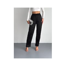 Gugus Kadın Saten Pantolon Trend Wide Leg Model Siyah