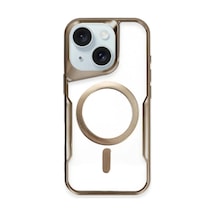 Newface - 441 - Apple iPhone Uyumlu 15 Plus Kılıf Boyi Magsafe Silikon Kapak - Ece-umay - - Kahverengi