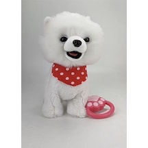 Nisa Toys Havlayan Yürüyen Tasmalı Sevimli Köpek Dogumgünü Hediye Çocuk Beyaz