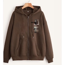 Altamira Unisex Kahverengi New Moment Fermuarlı Kapüşonlu Hırka 001