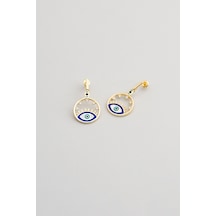 Evil Eye 18 Ayar Sarı Altın Kaplama Gümüş Minimal Küpe