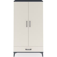 Arges Dolap 4 Raflı Tek Çekmeceli 2 Kapaklı 88x30x163 Antrasit-aytaşı Antrasit