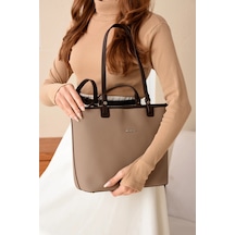 Just Polo Lüks Tasarım El Ve Omuz Çantası Boy: 25 En : 30 Cm Kum - Kahverengi 77143344