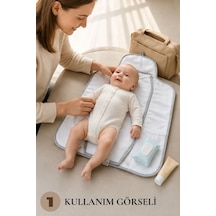 Babydola Seyahat Pratik Alt Açma Minderi Premium Kalite Katlanabilir Bebek Alt Değiştirme Matı Su Geçirmez Cepli Taşınabilir Alt Açma Çantası 49x75 CM