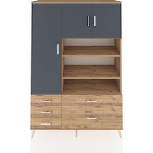 Hyperion Dolap 9 Raflı 5 Çekmeceli 3 Kapaklı 132x44x195 Çam-antrasit/çam Antrasıt/atlas Çam